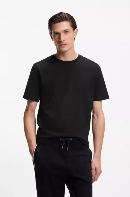 Bubble-jacquard structure T-shirt in a cotton blend