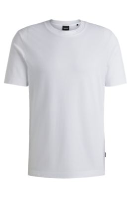 Hugo Boss Cotton-blend T-shirt With Bubble-jacquard Structure In White