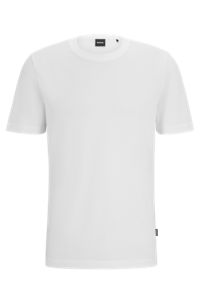 T-shirt en coton mélangé à la structure jacquard effet bulle, Blanc