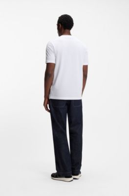 T-shirt en coton m&eacute;lang&eacute; &agrave; la structure jacquard effet bulle, Blanc