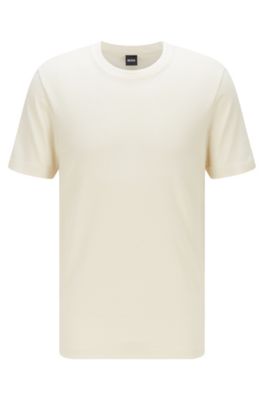 T-shirt en coton m&eacute;lang&eacute; &agrave; la structure jacquard effet bulle, Blanc