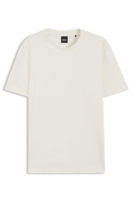 Bubble-jacquard structure T-shirt in a cotton blend, White