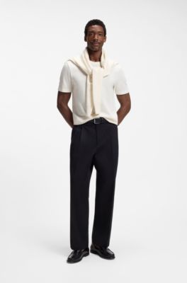 Bubble-jacquard structure T-shirt in a cotton blend, White