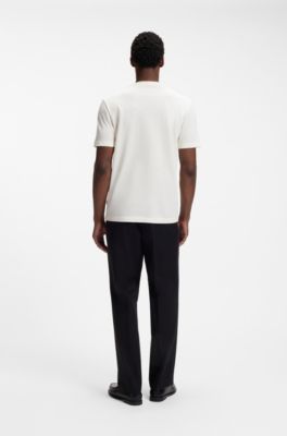 Bubble-jacquard structure T-shirt in a cotton blend, White