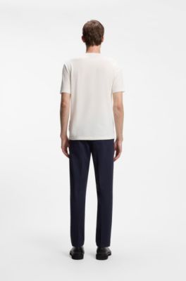 Bubble-jacquard structure T-shirt in a cotton blend, White