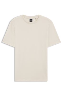 T-shirt en coton m&eacute;lang&eacute; &agrave; la structure jacquard effet bulle, Blanc