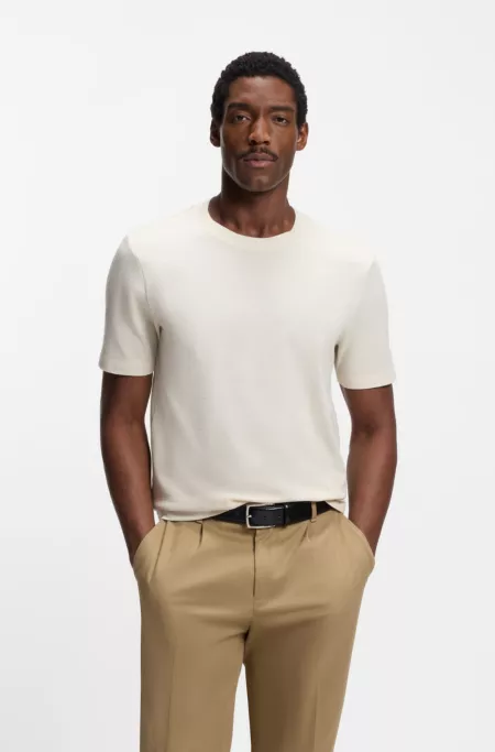 Bubble-jacquard structure T-shirt in a cotton blend