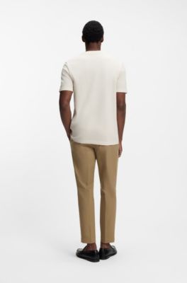 Bubble-jacquard structure T-shirt in a cotton blend, White