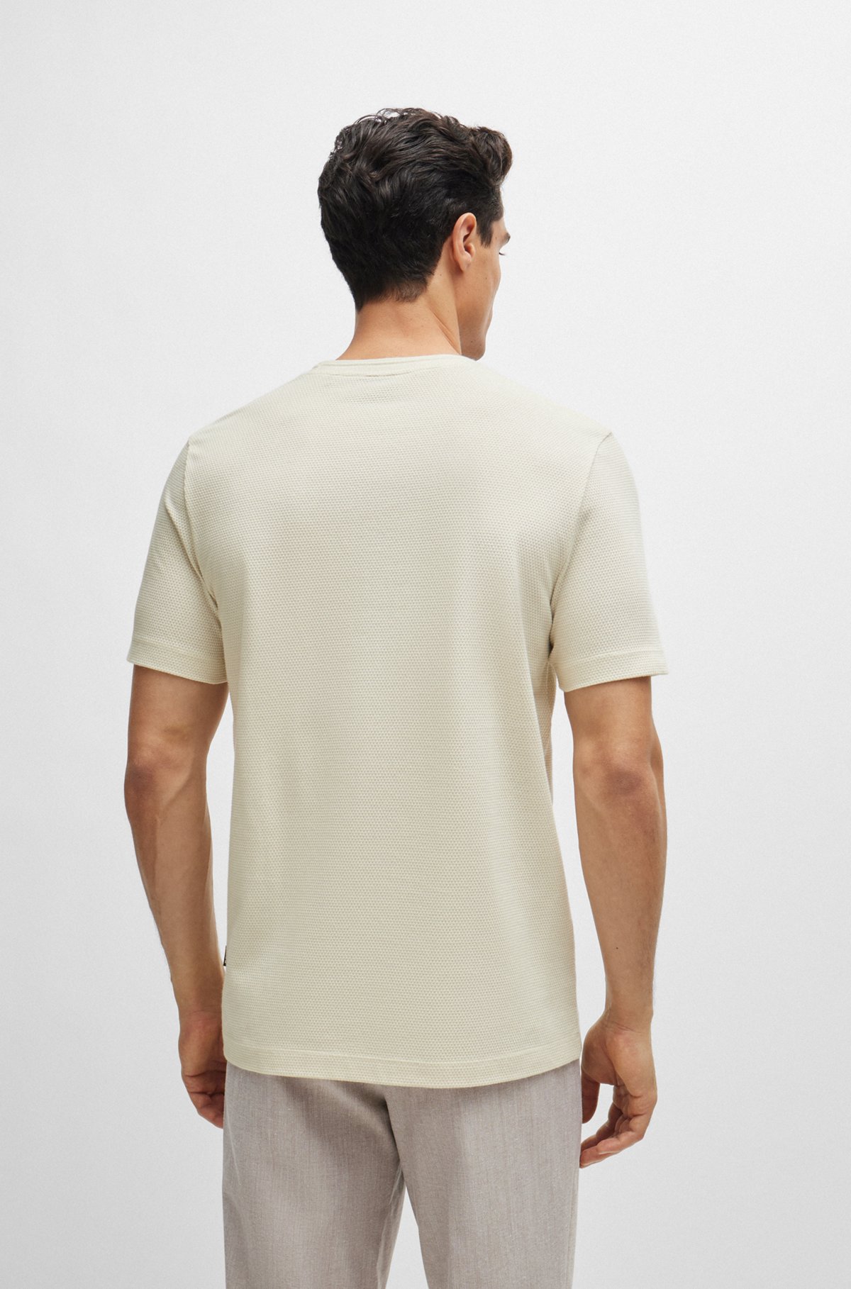 T-shirt with bubble-jacquard structure, White