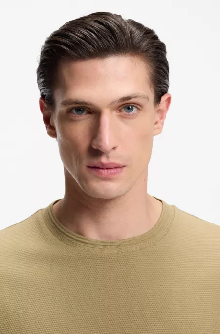 Bubble-jacquard structure T-shirt in a cotton blend