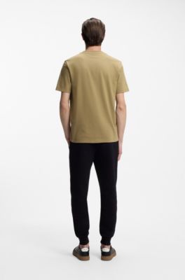 T-shirt en coton m&eacute;lang&eacute; &agrave; la structure jacquard effet bulle, Kaki