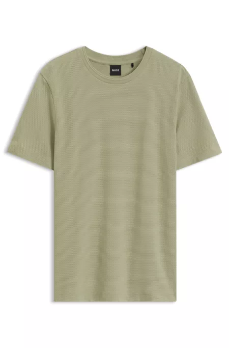 Bubble-jacquard structure T-shirt in a cotton blend
