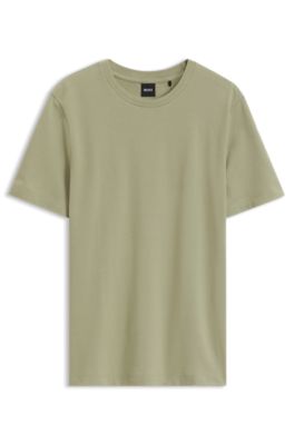 Bubble-jacquard structure T-shirt in a cotton blend, Khaki
