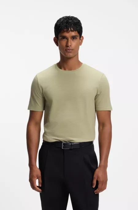 Bubble-jacquard structure T-shirt in a cotton blend