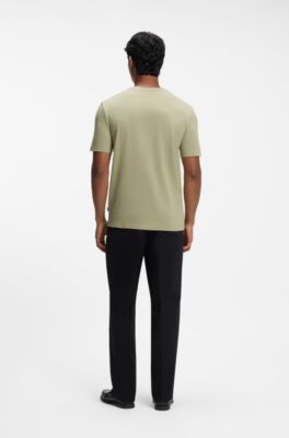 Camiseta en mezcla de algod&oacute;n con estructura de jacquard de burbujas, Caqui