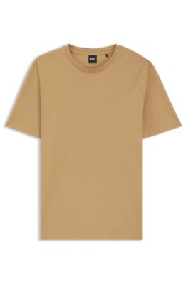 Bubble-jacquard structure T-shirt in a cotton blend, Beige