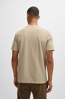 Camiseta en mezcla de algod&oacute;n con estructura de jacquard de burbujas, Beige claro