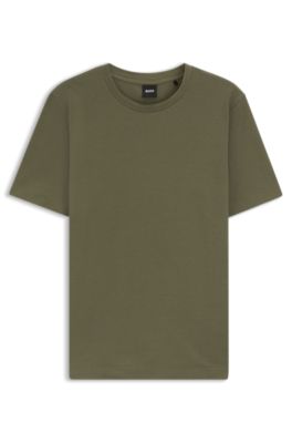 Camiseta en mezcla de algod&oacute;n con estructura de jacquard de burbujas, Verde