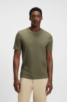 Camiseta en mezcla de algod&oacute;n con estructura de jacquard de burbujas, Verde