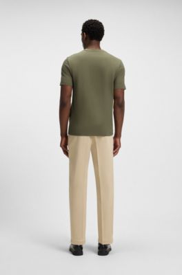 Camiseta en mezcla de algod&oacute;n con estructura de jacquard de burbujas, Verde