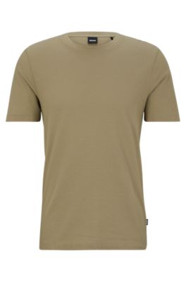 Hugo Boss Cotton-blend T-shirt With Bubble-jacquard Structure In Light Green