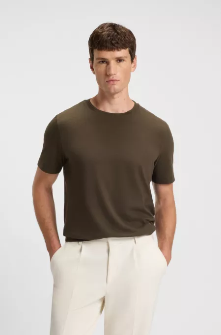 Bubble-jacquard structure T-shirt in a cotton blend