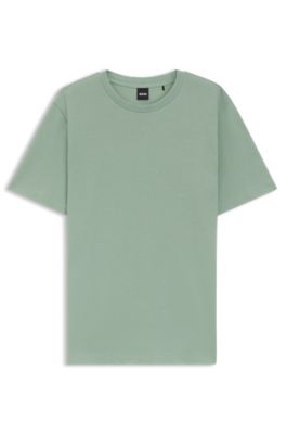 Bubble-jacquard structure T-shirt in a cotton blend, Light Green