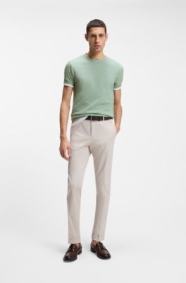 Bubble-jacquard structure T-shirt in a cotton blend, Light Green