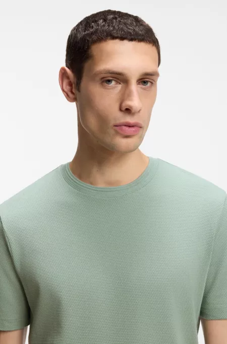 Bubble-jacquard structure T-shirt in a cotton blend