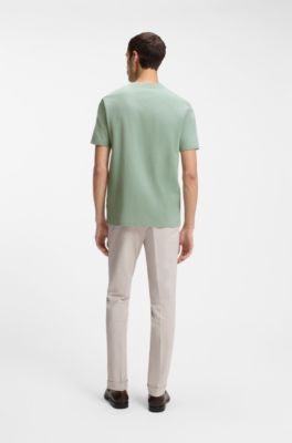 Bubble-jacquard structure T-shirt in a cotton blend, Light Green