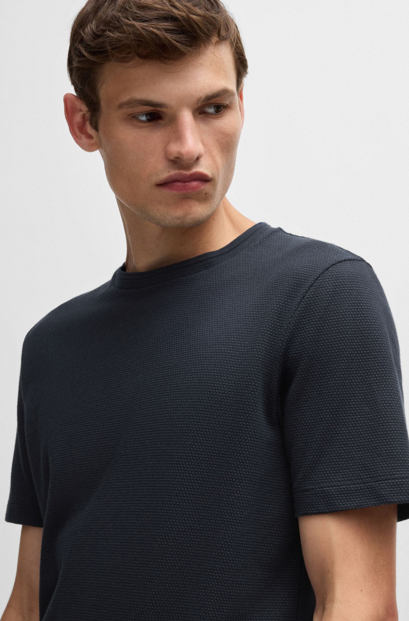 BOSS - T-shirt with bubble-jacquard structure