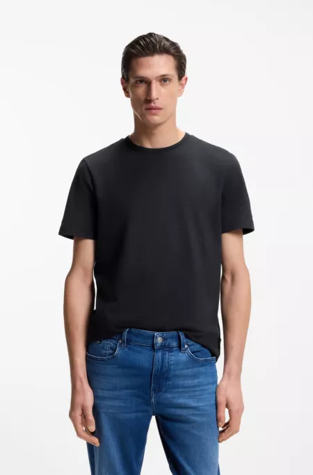 Bubble-jacquard structure T-shirt in a cotton blend