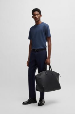 Camiseta en mezcla de algod&oacute;n con estructura de jacquard de burbujas, Azul