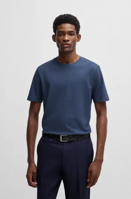 Bubble-jacquard structure T-shirt in a cotton blend