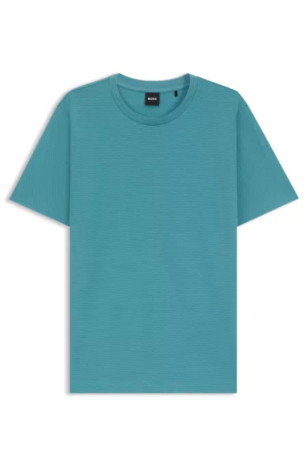Bubble-jacquard structure T-shirt in a cotton blend