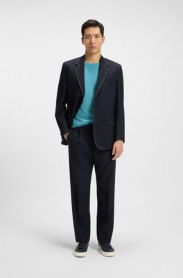 T-shirt en coton m&eacute;lang&eacute; &agrave; la structure jacquard effet bulle, bleu clair