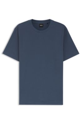 Bubble-jacquard structure T-shirt in a cotton blend, Light Blue