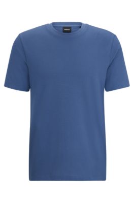 Hugo Boss Cotton-blend T-shirt With Bubble-jacquard Structure In Light Blue