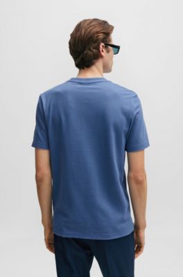 Bubble-jacquard structure T-shirt in a cotton blend, Light Blue