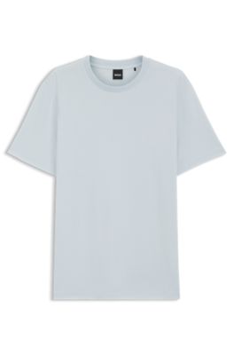 Bubble-jacquard structure T-shirt in a cotton blend, Light Blue