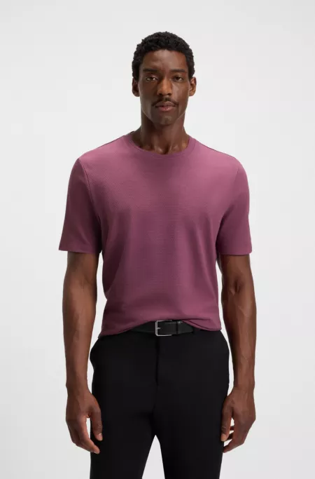 Bubble-jacquard structure T-shirt in a cotton blend