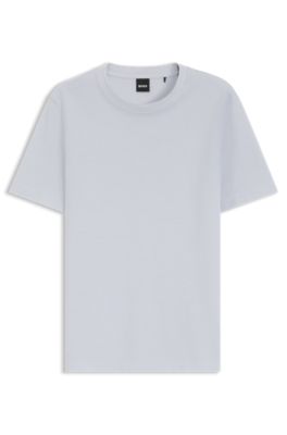 T-shirt en coton m&eacute;lang&eacute; &agrave; la structure jacquard effet bulle, Violet clair