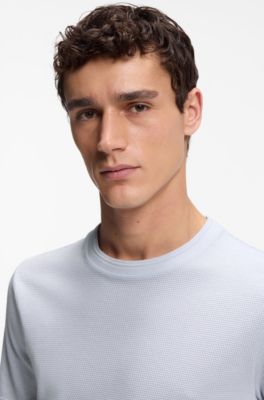 Camiseta en mezcla de algod&oacute;n con estructura de jacquard de burbujas, Luz p&uacute;rpura