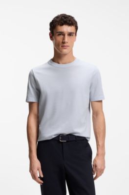 Camiseta en mezcla de algod&oacute;n con estructura de jacquard de burbujas, Luz p&uacute;rpura