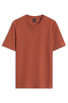 Camiseta en mezcla de algod&oacute;n con estructura de jacquard de burbujas, Rojo oscuro