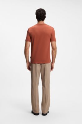 Camiseta en mezcla de algod&oacute;n con estructura de jacquard de burbujas, Rojo oscuro