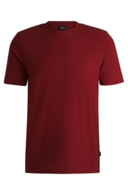 Bubble-jacquard structure T-shirt in a cotton blend, Red