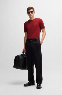 Bubble-jacquard structure T-shirt in a cotton blend, Red