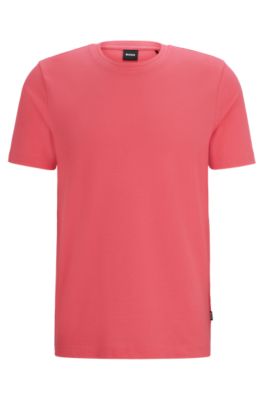 Shop Hugo Boss T-shirt With Bubble-jacquard Structure In Dark Pink
