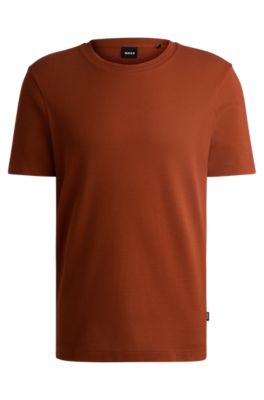 Camiseta en mezcla de algod&oacute;n con estructura de jacquard de burbujas, Naranja oscuro